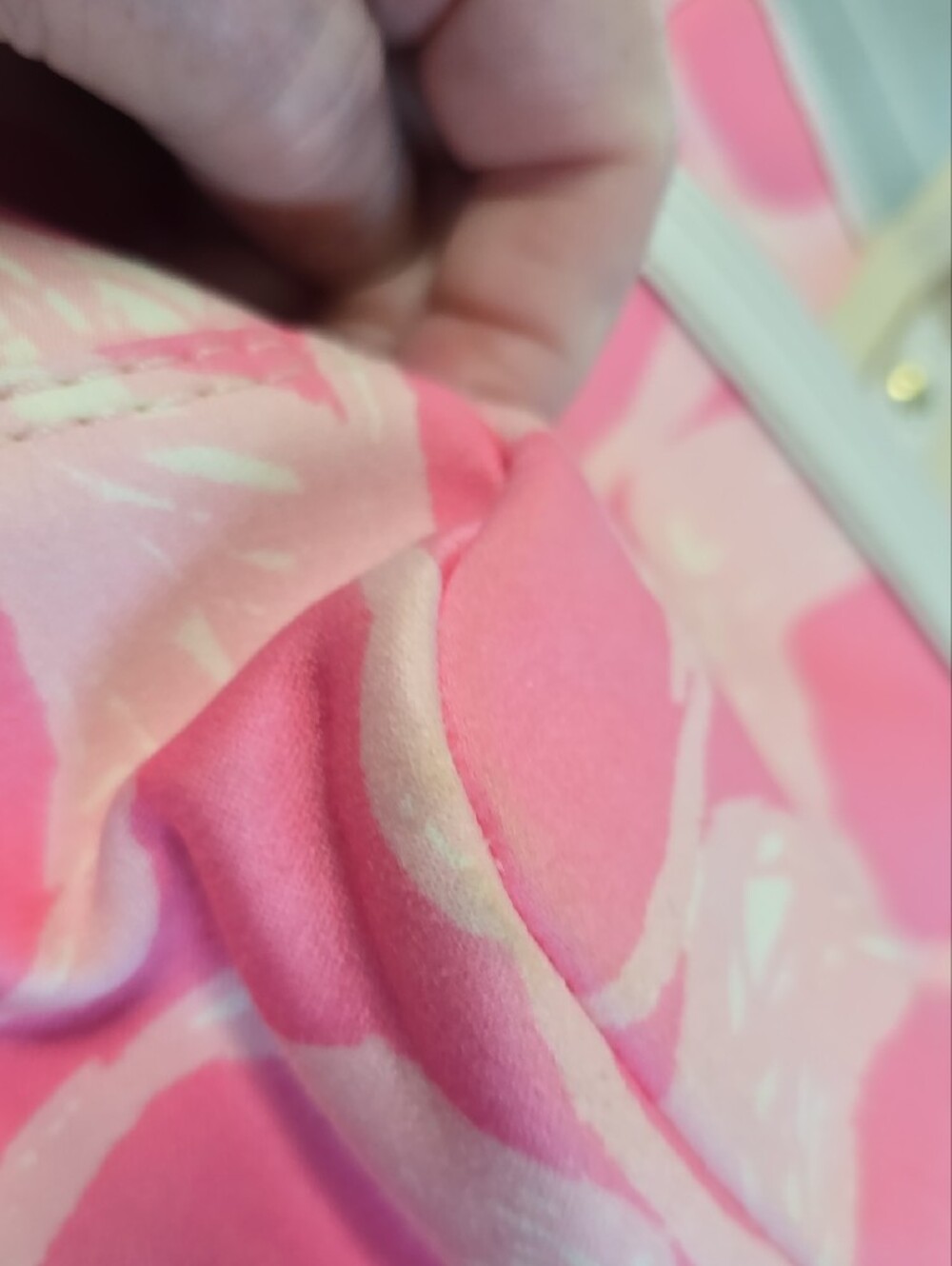Coach Pink Patterned Tote with Cream Handles - Picture 10 of 13